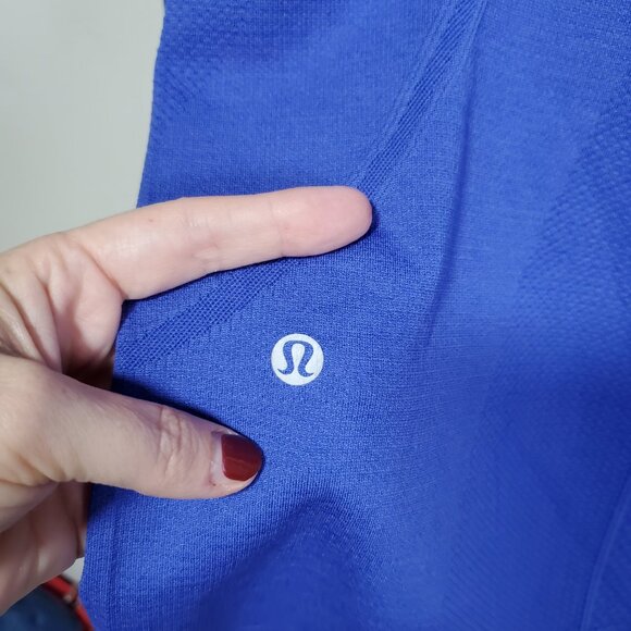 LULULEMON Swiftly Tech Hooded 1/2 Zip LS Top Shirt Stretch Moroccan Blue Women 8 - Picture 9 of 11